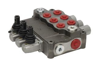 VALVULA DIRECCIONAL MANDO 3 PALANCA 160 LPM 3-4 BSP 4500 PSI 4V-3P VUELTA RESORTE SD-18-3