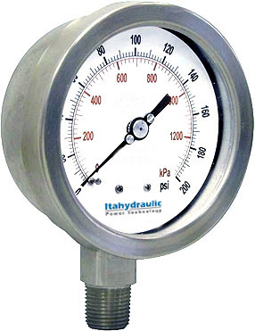 MANOMETRO FULL INOXIDABLE 63mm 0-16 BAR 0 A 250 PSI_ ABAJO 1-4NPT C-GLICERINA